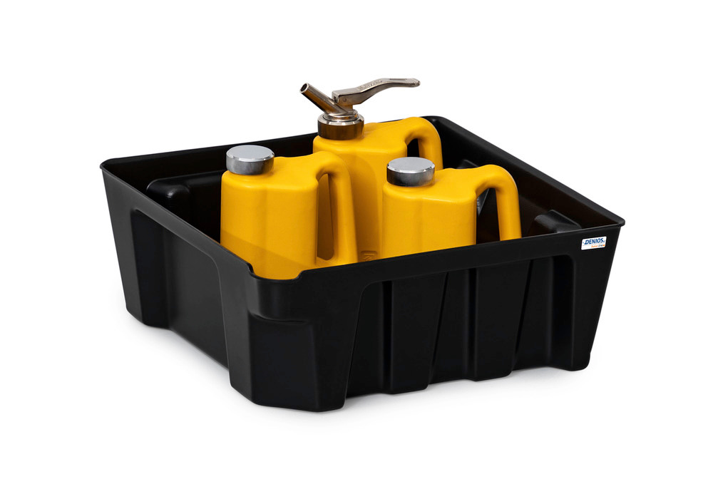 Spill tray for small containers base-line in polyethylene (PE), with drain, without grid, 14 litres - 3