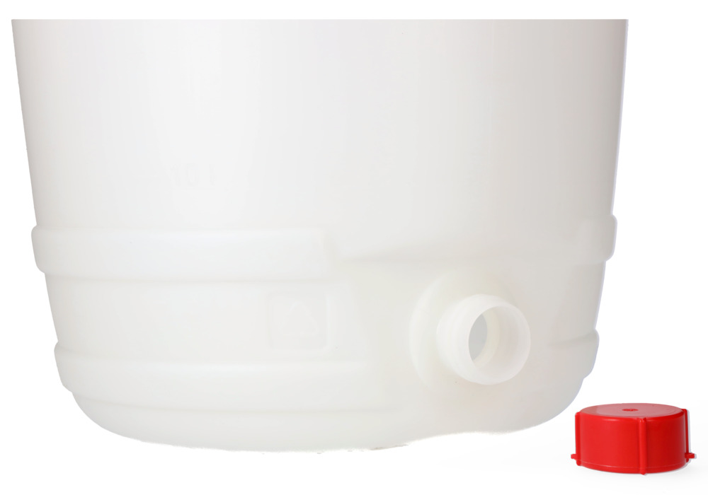 Bidón de plástico blanco con asas y grifo de vaciado, volumen 50 litros, apto para alimentación - 13