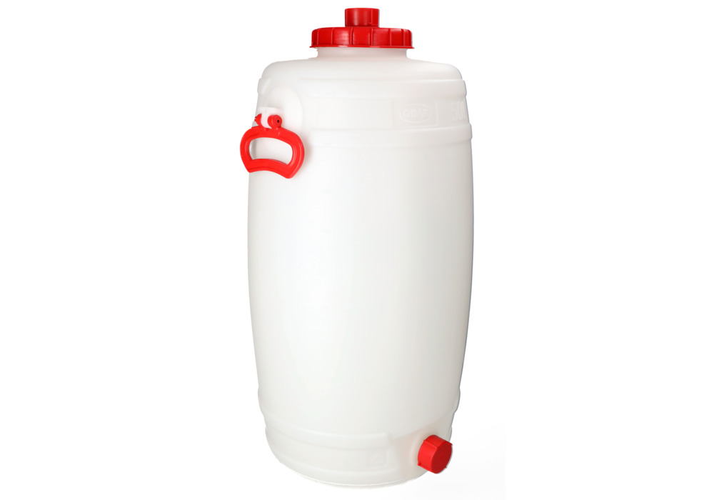 Plastfat med avtappningskran, volym 50 liter - 11