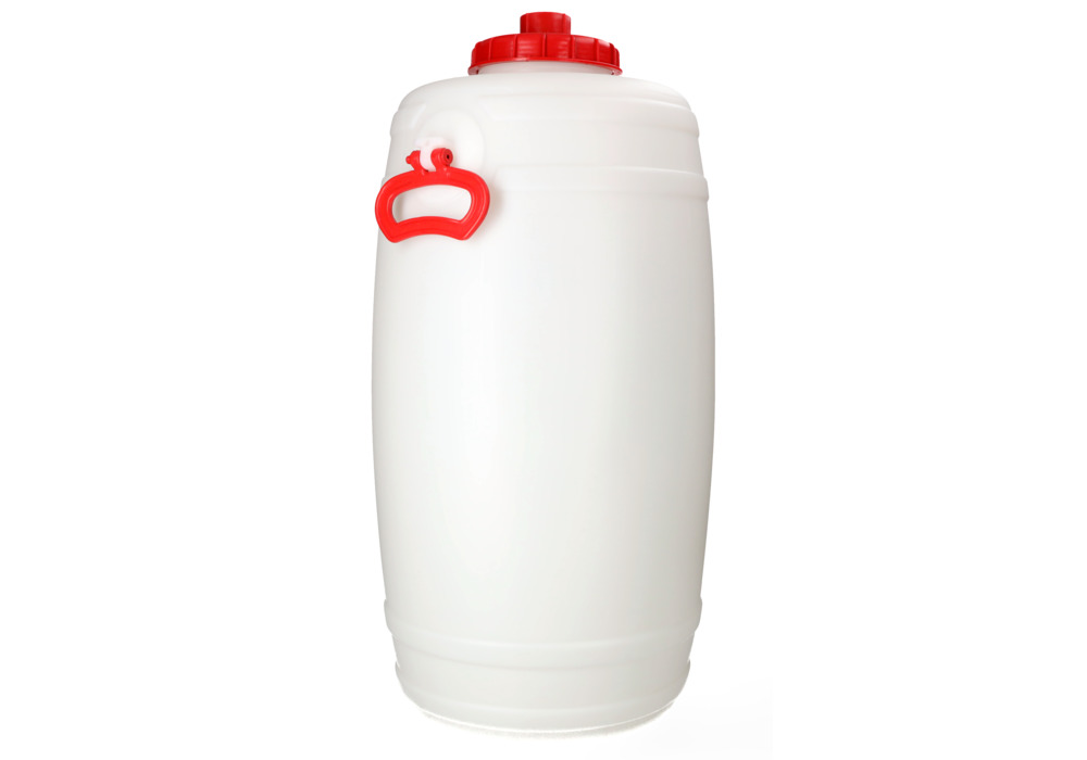 Bidón de plástico blanco con asas y grifo de vaciado, volumen 50 litros, apto para alimentación - 4