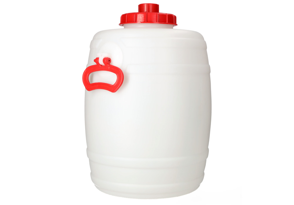 Plastfat med avtappningskran, volym 30 liter - 4