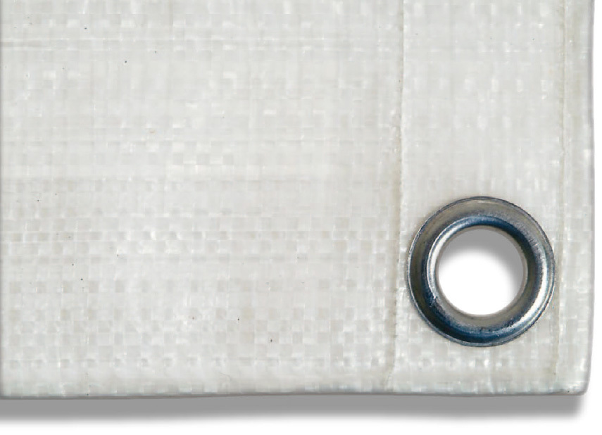 Plachta s oky, z HDPE páskové tkaniny, oboustranně potažená, přírodní, 140 g/m², 4 x 6 m - 2