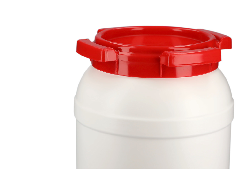 Behållare med stor öppning WH 6 av polyetylen (PE), volym 6,4 liter, vit/röd - 4
