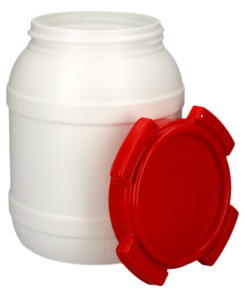 Behållare med stor öppning WH 6 av polyetylen (PE), volym 6,4 liter, vit/röd - 3