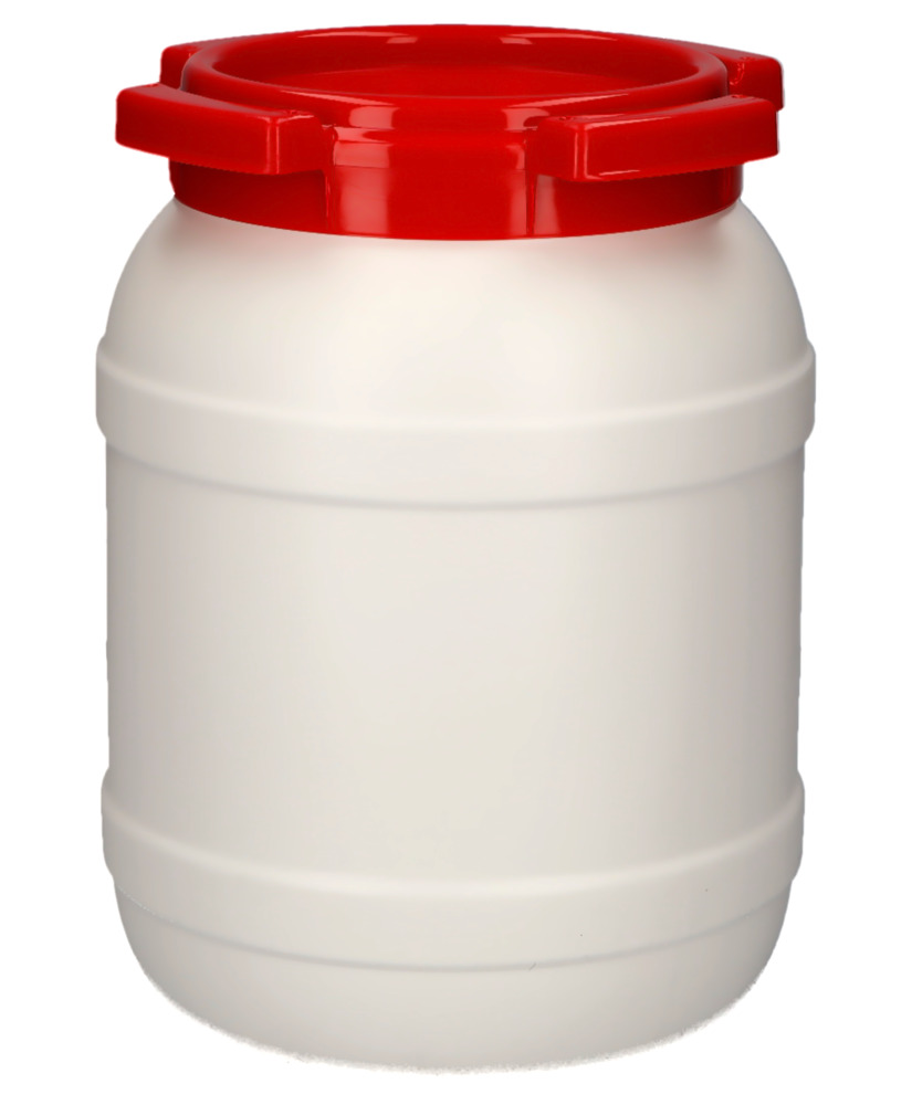 Behållare med stor öppning WH 6 av polyetylen (PE), volym 6,4 liter, vit/röd - 2