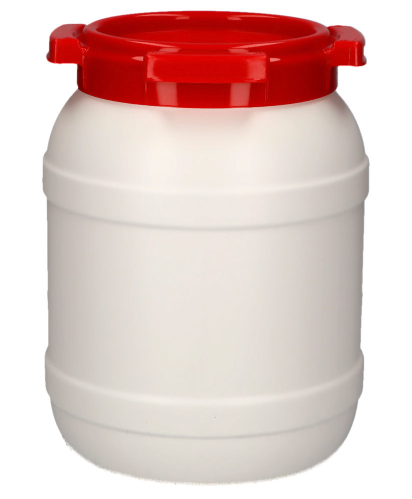Leveäsuinen tynnyri WH 6, polyeteeniä (PE), vetoisuus 6,4 litraa, valkoinen/punainen - 1