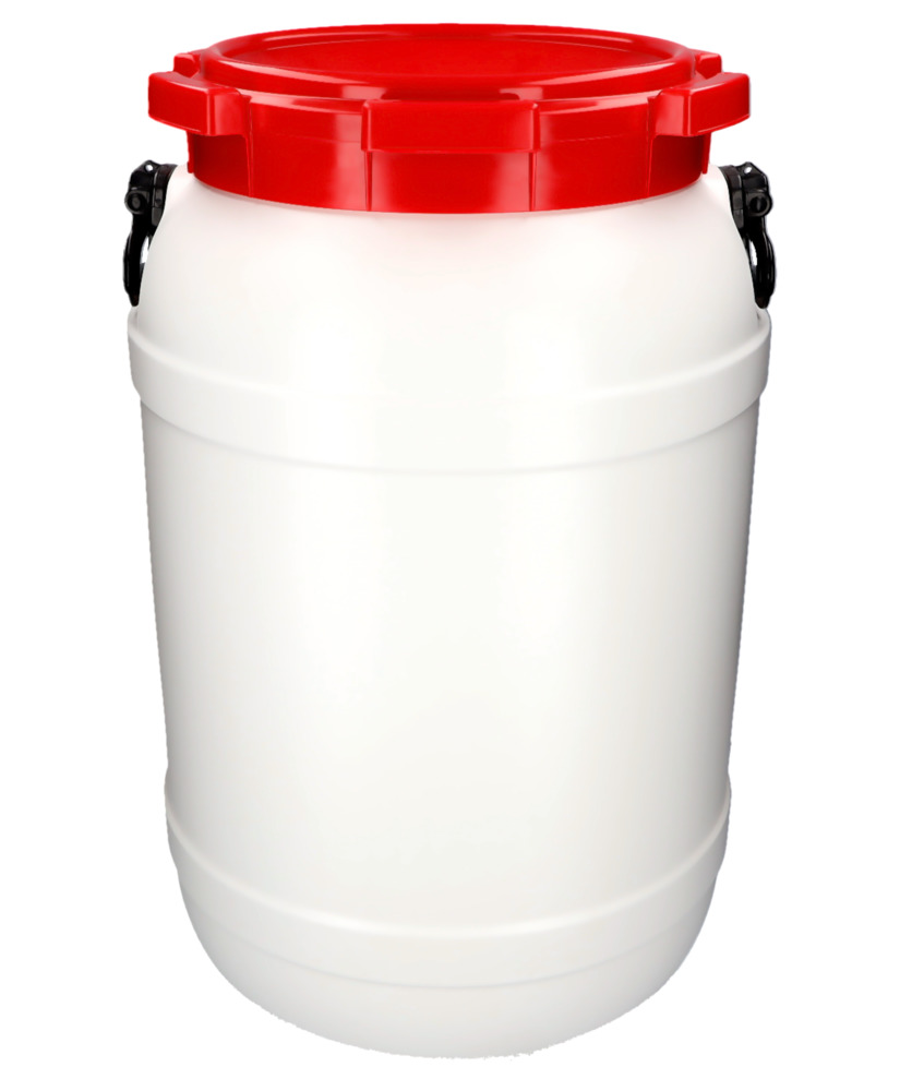 Wijdhalsvat WH 68, van polyethyleen (PE), 68 liter inhoud, wit/rood - 1