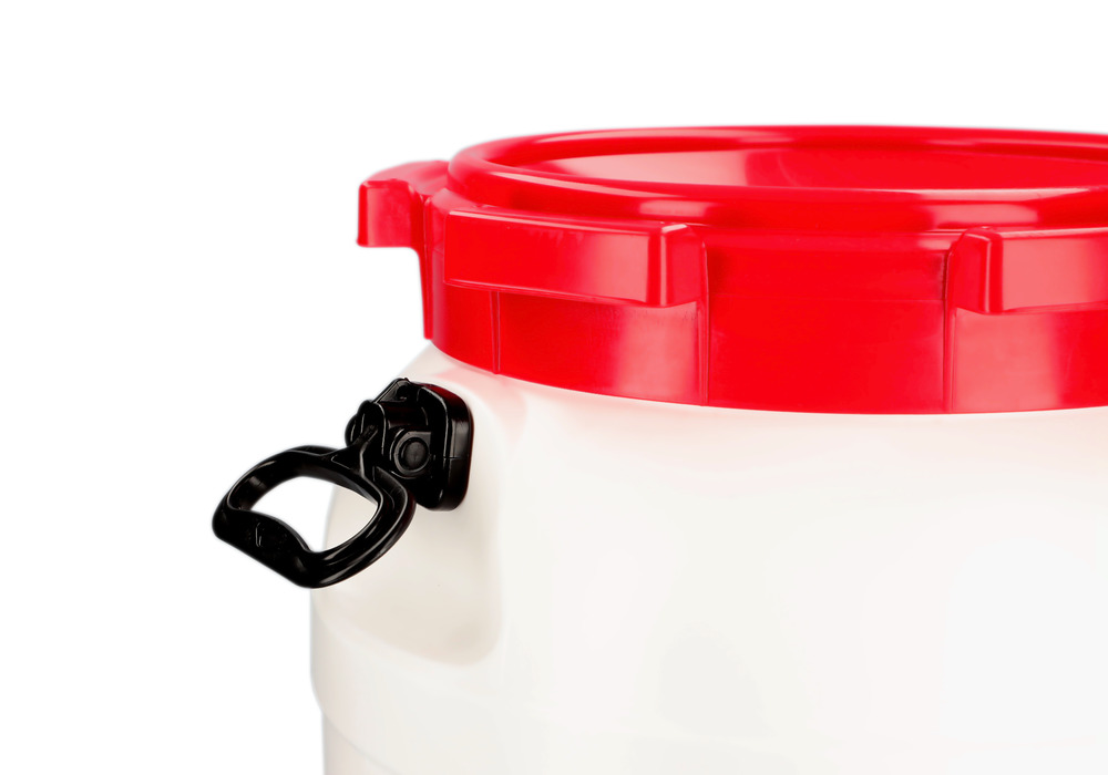 Leveäsuinen tynnyri WH 55, polyeteeniä (PE), vetoisuus 55 litraa, valkoinen/punainen - 5