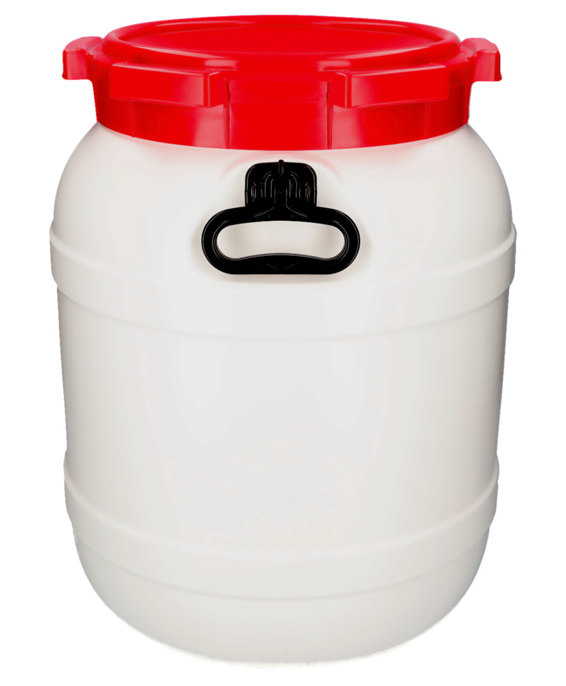 Weithalsfass WH 55, aus Polyethylen (PE), 55 Liter Volumen, weiß/rot - 3
