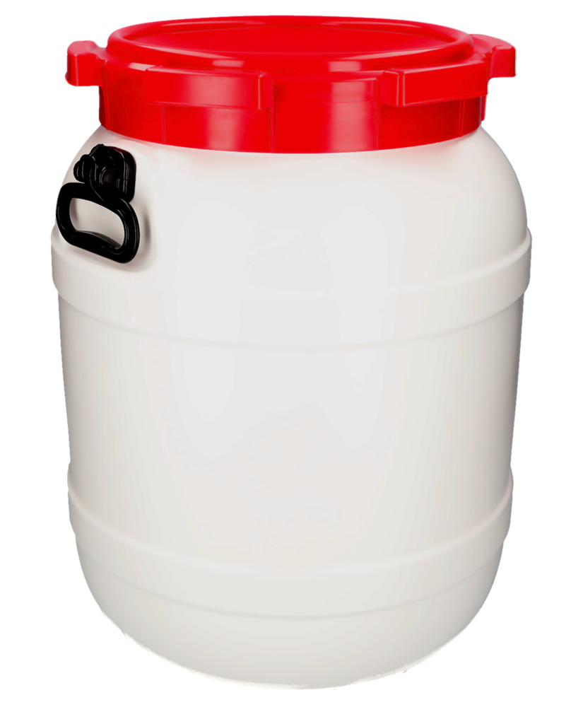 Weithalsfass WH 55, aus Polyethylen (PE), 55 Liter Volumen, weiß/rot - 2