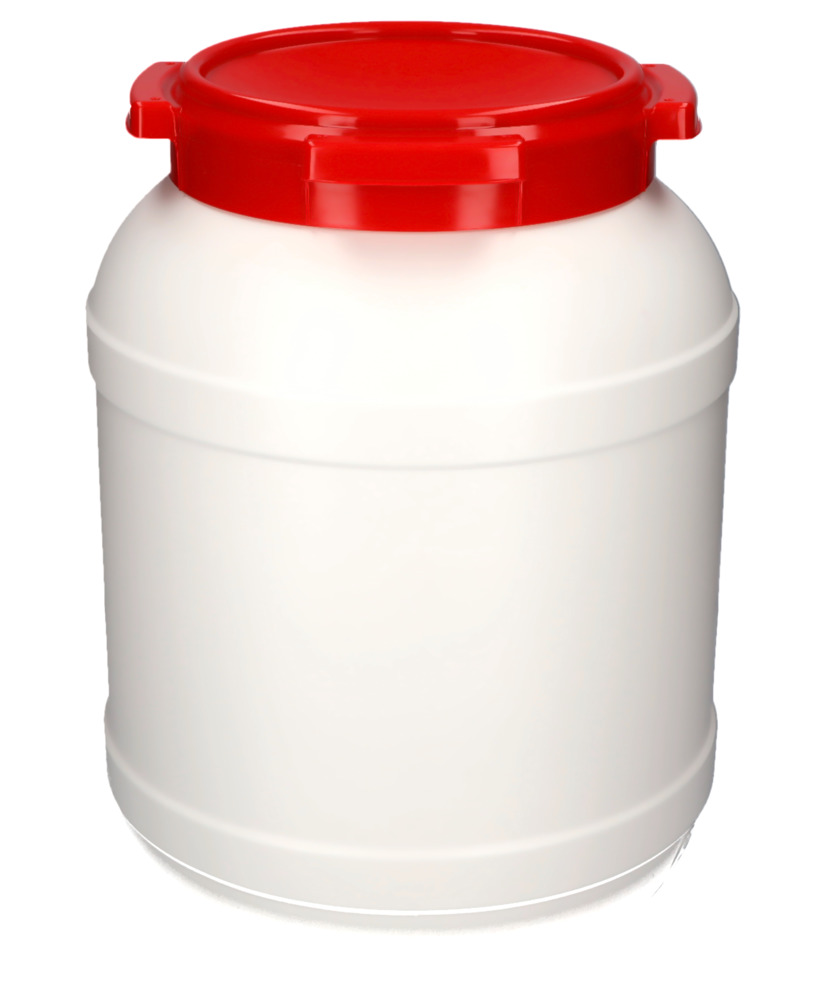 Wijdhalsvat WH 26, van polyethyleen (PE), 26 liter inhoud, wit/rood - 1