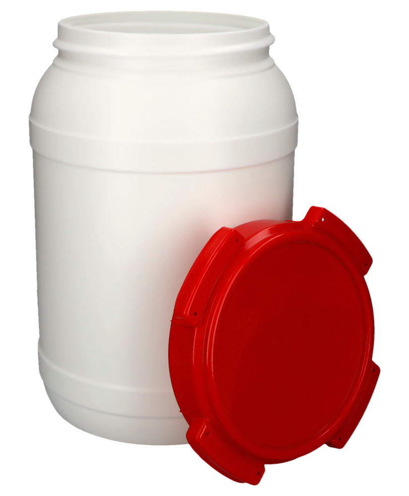 Wijdhalsvat WH 20, van polyethyleen (PE), 20 liter inhoud, wit/rood - 3