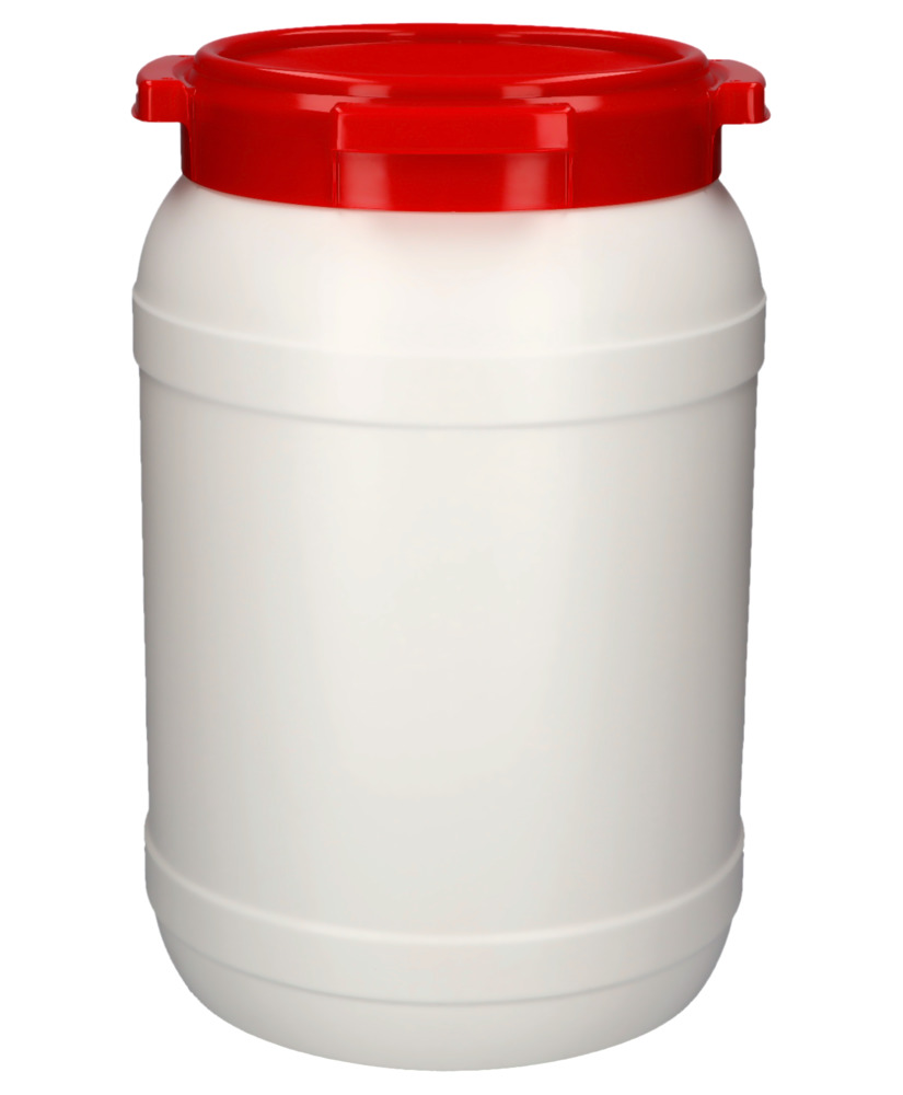 Wijdhalsvat WH 20, van polyethyleen (PE), 20 liter inhoud, wit/rood - 1