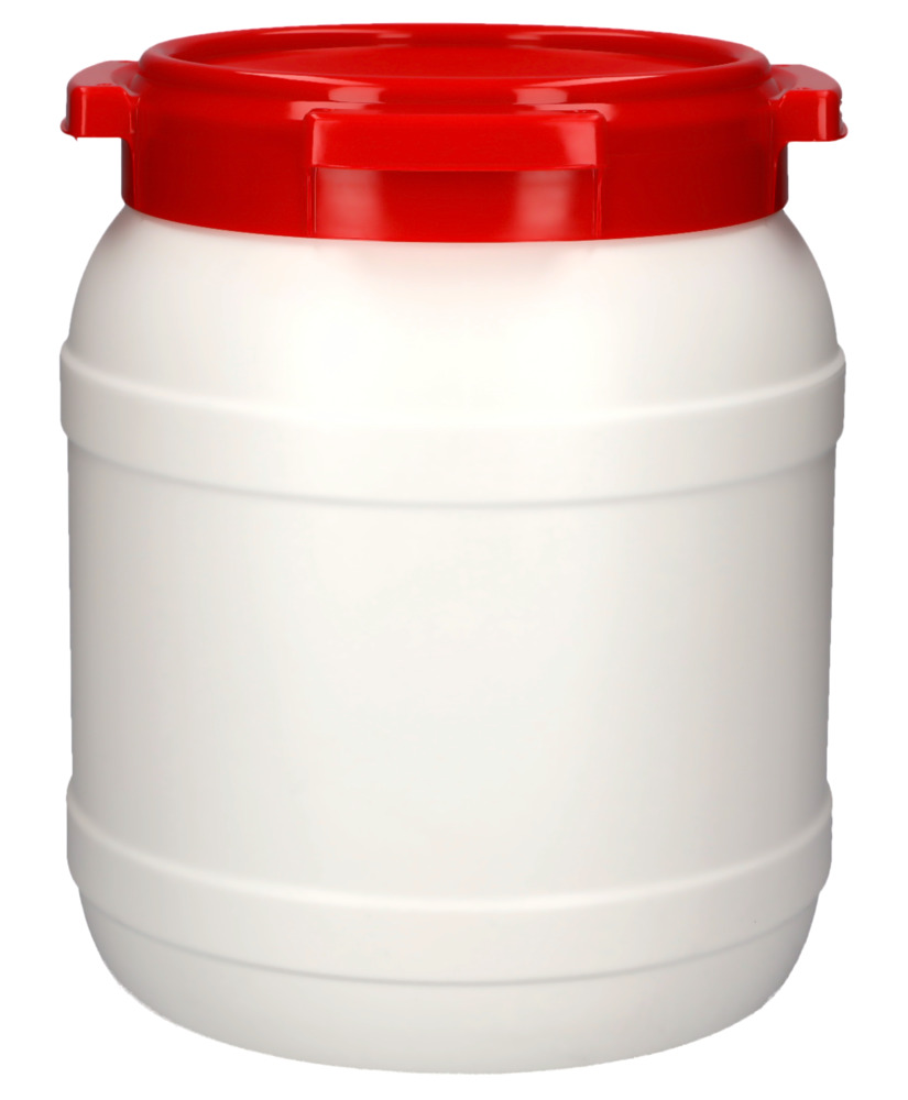 Wijdhalsvat WH 15, van polyethyleen (PE), 15 liter inhoud, wit/rood - 1