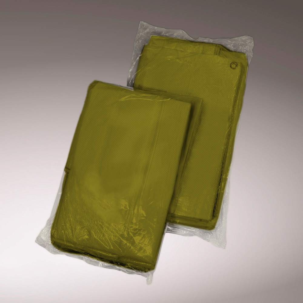 Plachta s oky, z HDPE páskové tkaniny, oboustranně potažená, olivově zelená, 140 g/m², 4 x 6 m - 1