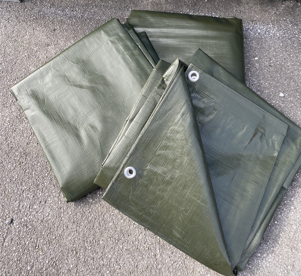 Lona de tela de polietileno, ojales de aluminio, verde oliva, laminada por 2 caras, 180 g/m² 2 x 3 m - 2