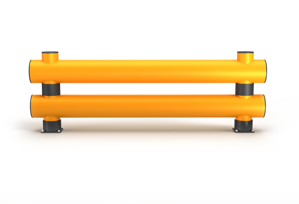 Rammschutzbalken aus Kunststoff, Doppelplanke, B 2000 mm, gelb - 1