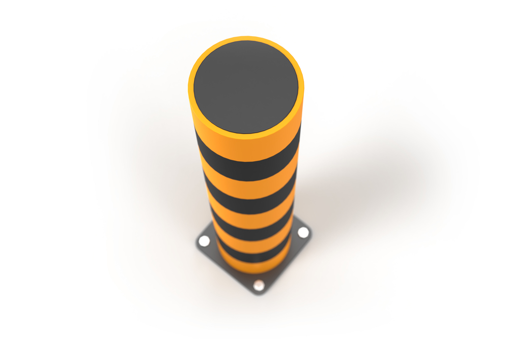 Rammschutz-Poller, mit beweglichen Außenringen aus Kunststoff, Höhe 1100 mm, gelb/schwarz - 3