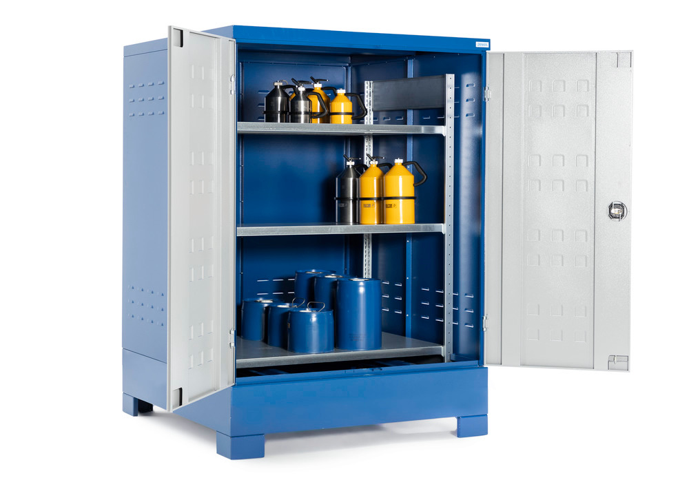Box de stockage SteelSafe D4, avec portes et étagère en acier pour petits récipients, 440 litres - 1