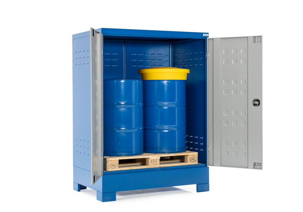 SteelSafe hazardous materials depot D2, with doors, for 2 drums on Euro pallet - 4