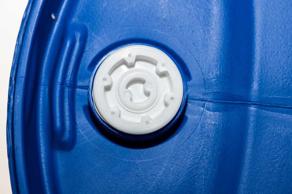 Bidão de plástico para químicos, tampa de rosca de 3/4'' e 2'', azul, 220 litros - 3