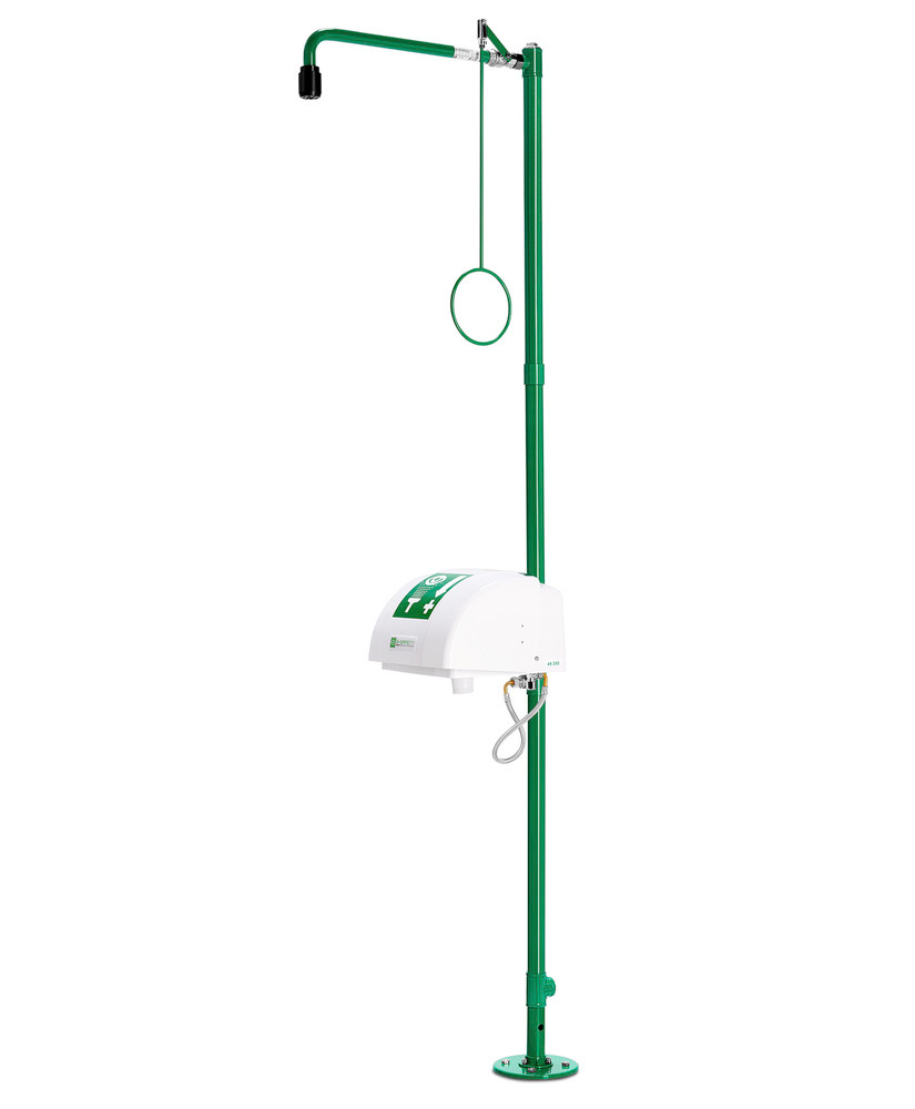 Body shower with eye shower with basin and cover, green, floor-mounted, BR 838085/75 l - 1
