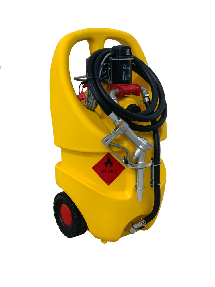 Depósito portátil tipo caddy para diesel, volumen de 55l, bomba eléctrica de 12V, amarillo - 10