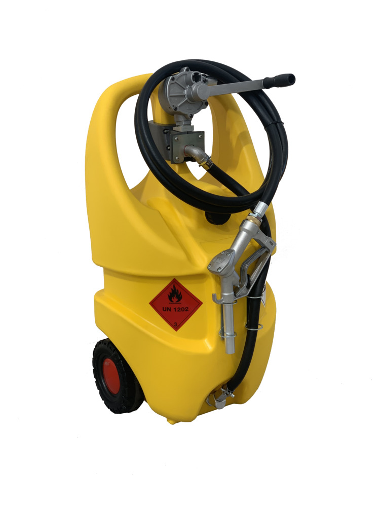 Depósito portátil para diesel, volume de 55l, bomba manual, amarelo: “caddy” - 8