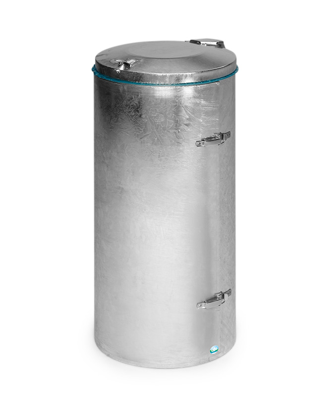 Steel waste bin, plastic lid, 120 litres, galvanised - 1