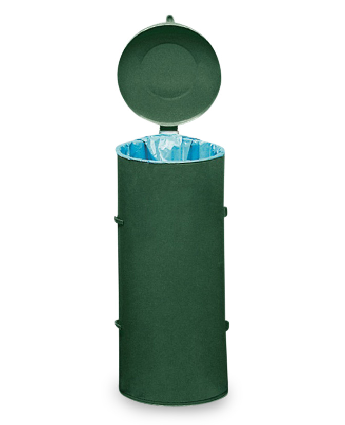 Contenitore in acciaio per rifiuti, coperchio in plastica, 120 litri, verde muschio - 1