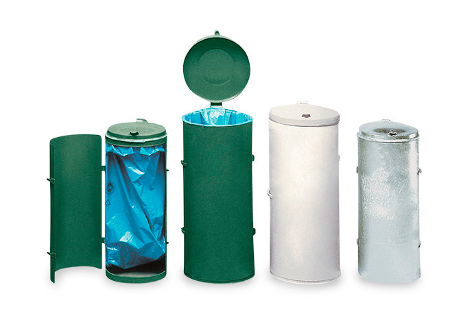 Avfallsbehållare i stål, plastlock, 120 liter, grå - 2