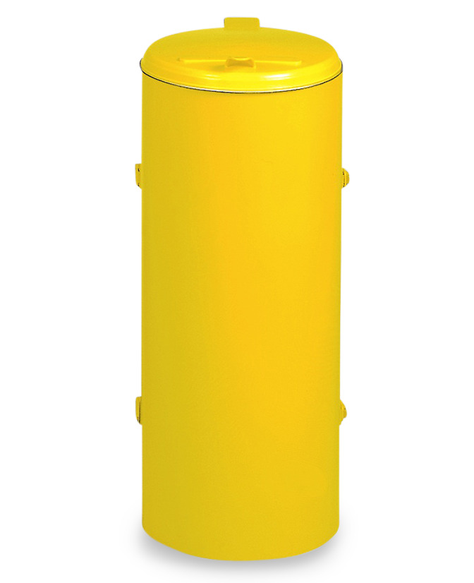 Papelera de acero, tapa de plástico, 120 litros, amarilla - 1