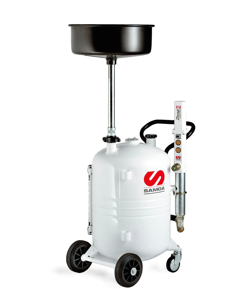 Collecteur d'huiles usagées mobile, avec entonnoir de collecte et pompe d'aspiration, 70 litres - 1