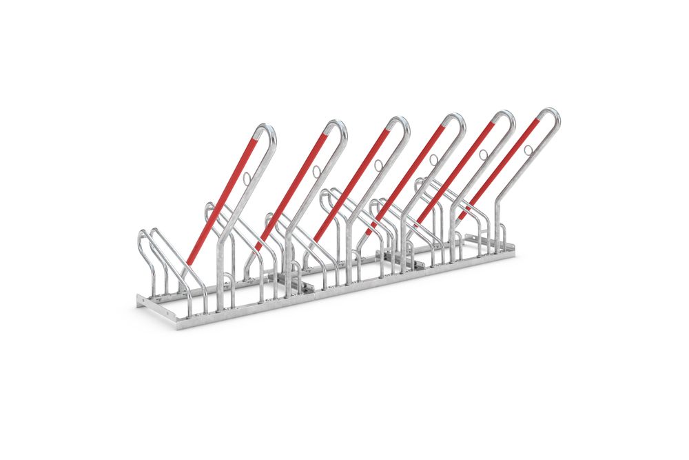 Cykelställ 2506, plastbeläggning, B 2100 mm, fristående, 6 parkeringsplatser - 1