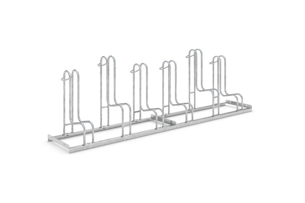 Râtelier à vélos sur pied 4056 BR, pour pneus jusqu'à 64 mm large, L 2340 mm, pose libre, 6 places - 1