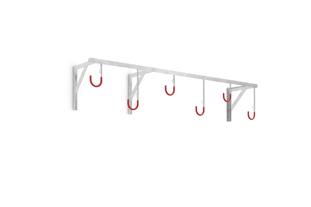 Fiets-ophangrek 3876, ruimtebesparend, B 1900 mm, wandmontage, 6 fietsen - 1