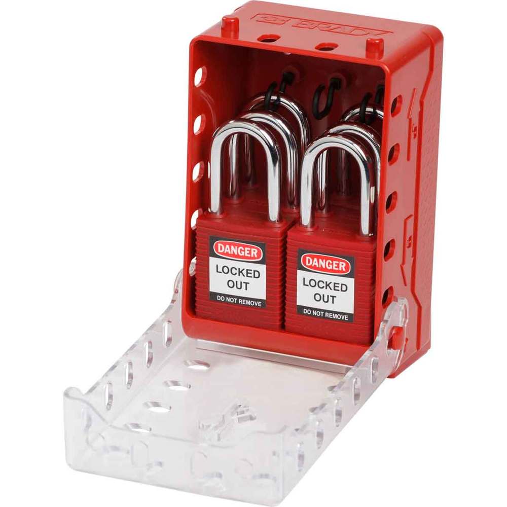 Caixa de cadeados para cadeados, inclui 6 cadeados de segurança vermelhos de chave única - 2