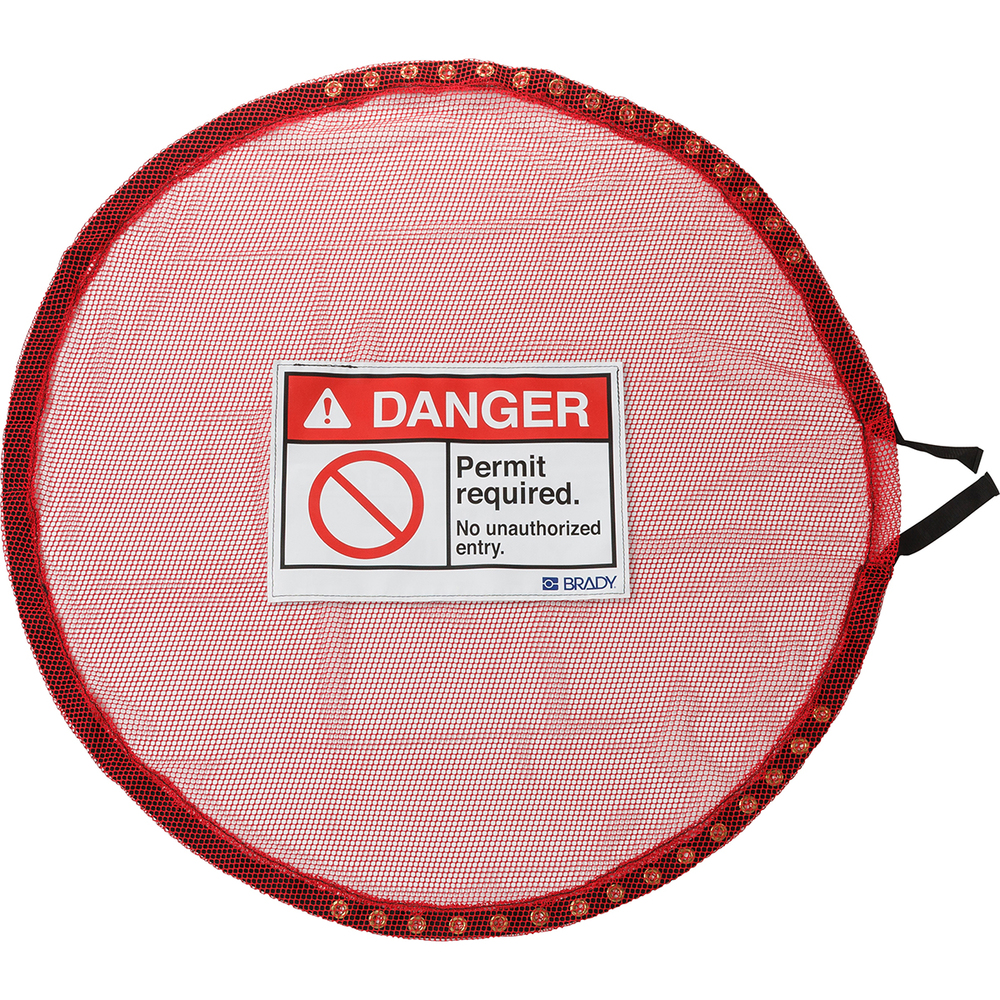 Lockable mesh cover for areas with access authorisation, red, ∅: 762 mm - 1