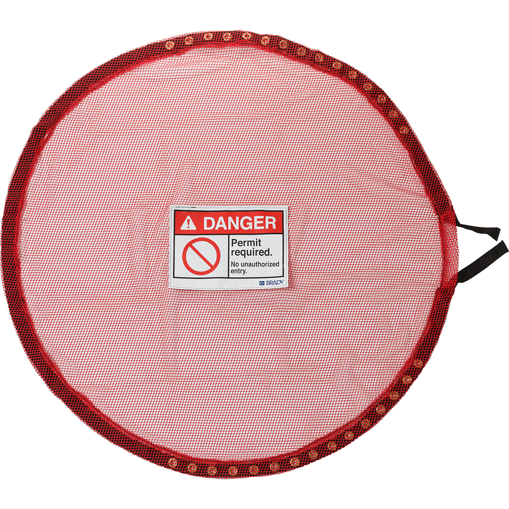 Cubierta de malla con cierre para zonas restringidas, rojo, ∅: 914,40 mm - 1