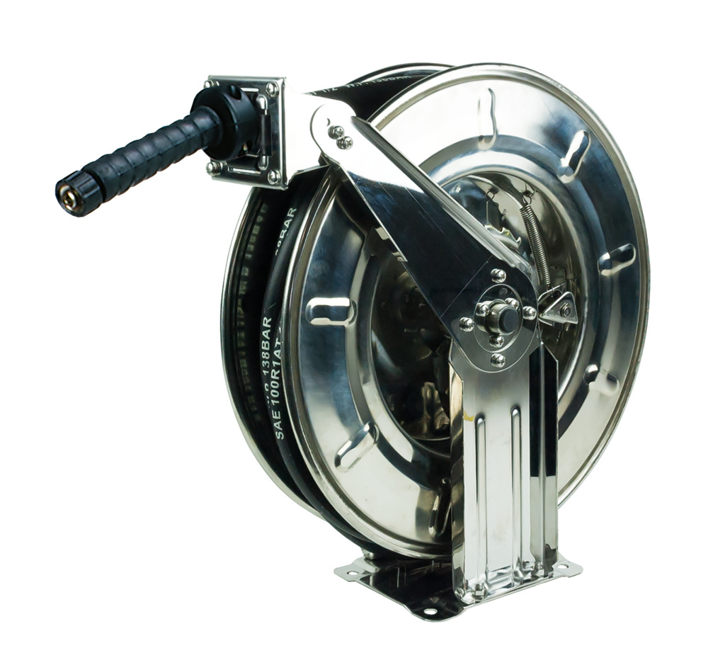 Automatic hose reel, for high pressure, in stainless steel, hose length 12 m, DN 08 - 1