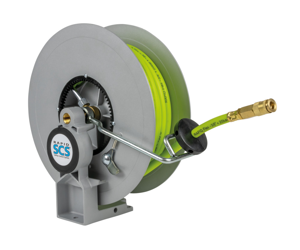 Automatic hose reel, for compressed air, in sheet steel, hose length 15 m, DN 10 - 1