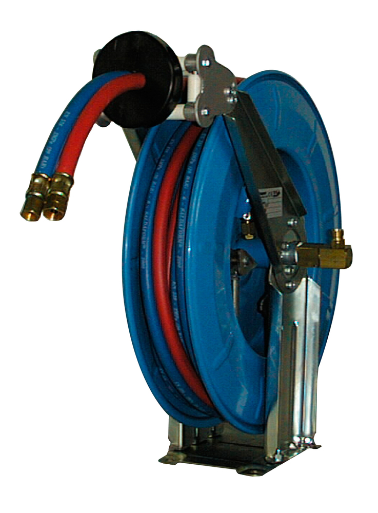 Automatischer Schlauchaufroller, für technische Gase, aus Stahlblech, Schlauchlänge 10 m, DN 6/6 - 1