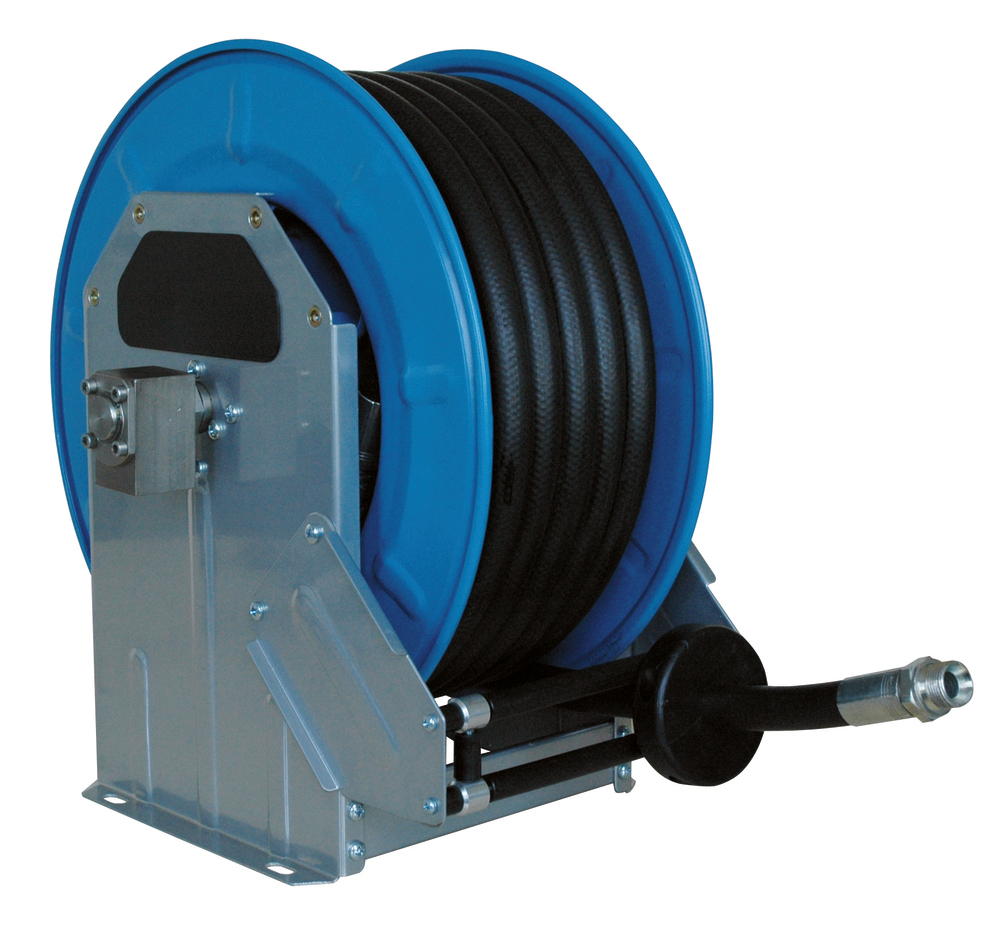Enrouleur de tuyau automatique, pour diesel/eau, en tôle d'acier, longueur de tuyau 20 m, DN 20 - 1