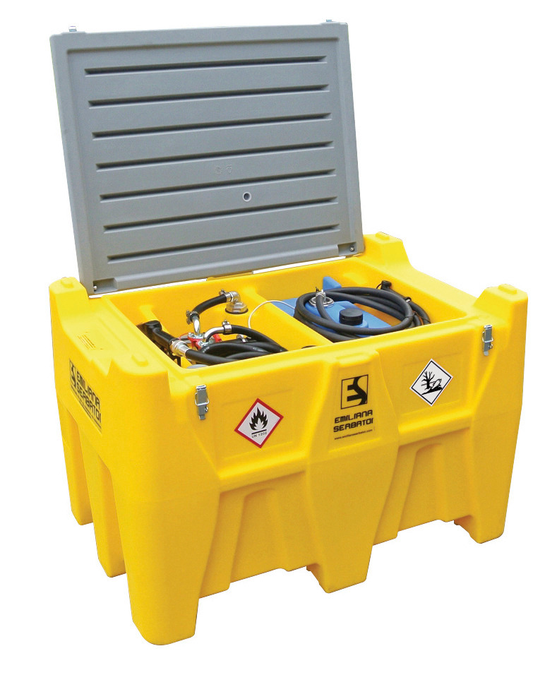 Mobile fuel tank for diesel/AdBlue, 400+50 litres, with 24 V high-flow pump, with lid - 1