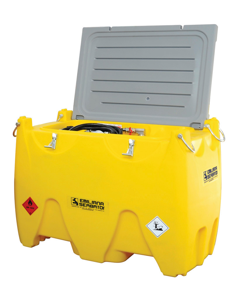 Mobile fuel tank for diesel, 600 litres, with 24 V high-flow pump, with lid, with UN approval - 5