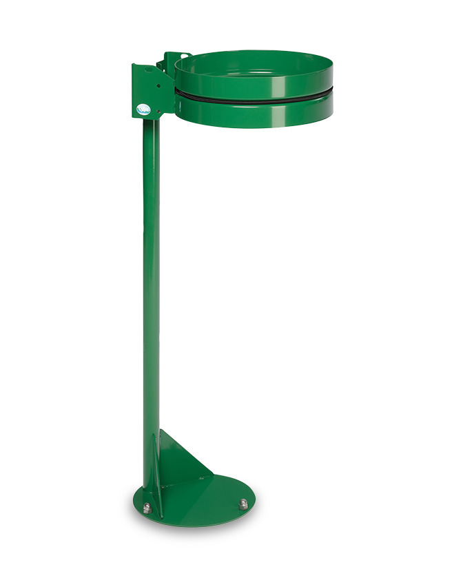 Waste sack holder in steel, free-standing unit, rubber band for bag fastening, green - 1