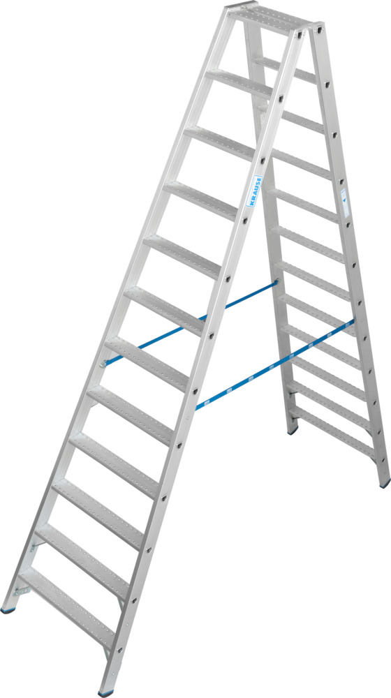 Stufenstehleiter aus Aluminium, beidseitig begehbar, 2 x 12 Stufen R 13 - 2