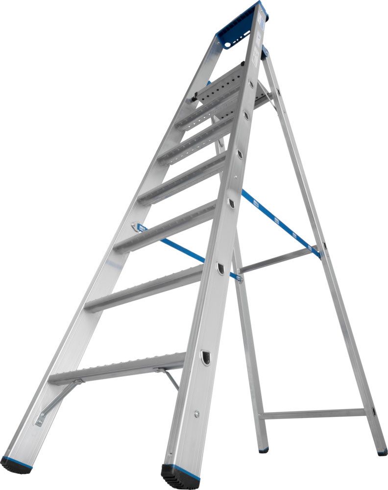 Stufenstehleiter aus Aluminium, inkl. Ablage und Eimerhaken, 7 Stufen R 13 - 3