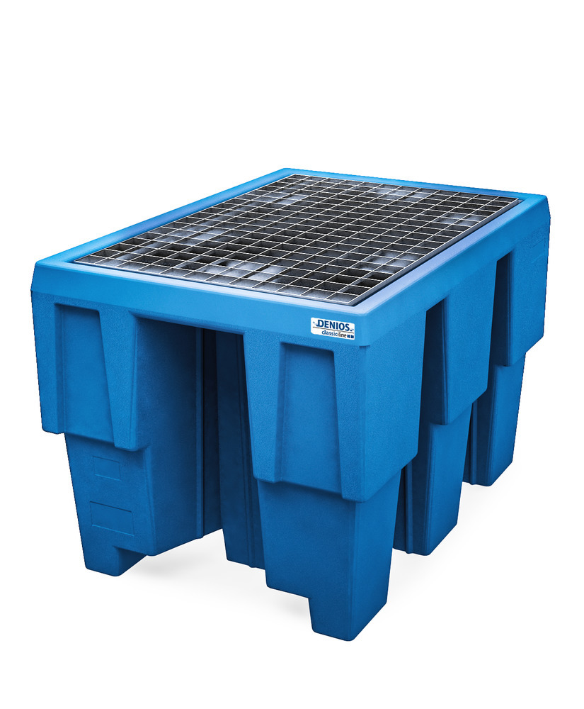 Spill pallet classic-line in polyethylene (PE) for 1 x 600 l IBC, with galvanised grid - 1