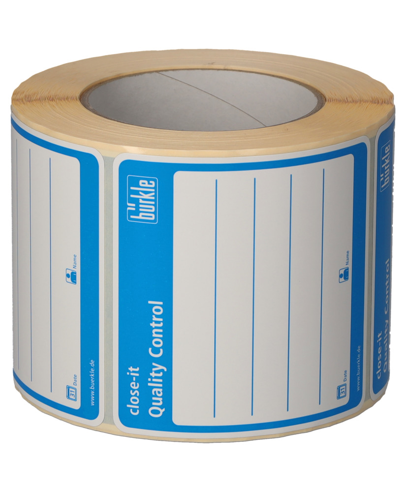 Étiquettes de fermeture et de contrôle close-it, 95x95, bleues, rouleau de 500 étiquettes - 1